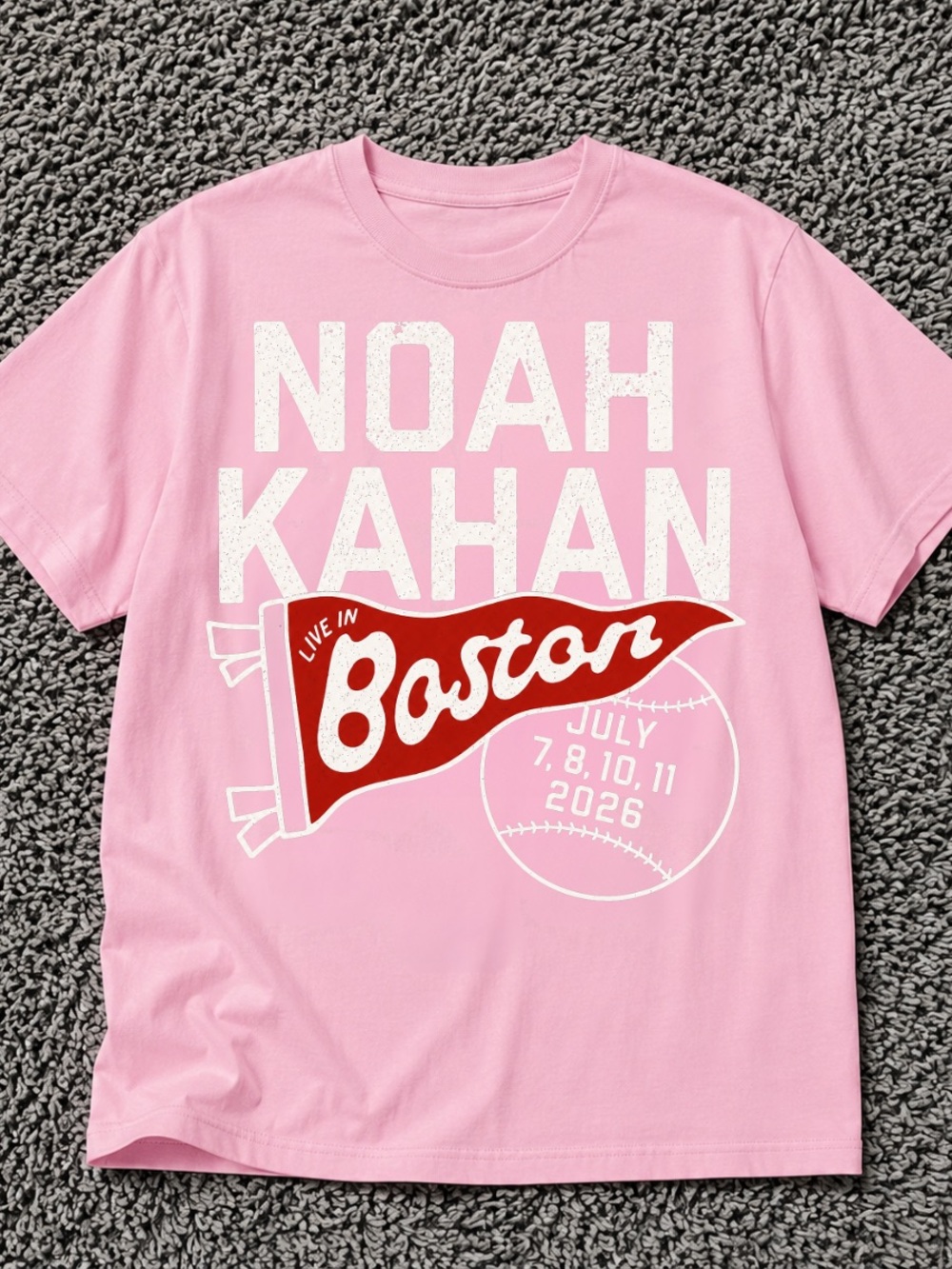 Light Pink "Noah Kahan Live in Boston" Short Sleeve Tee | Concert Shirt